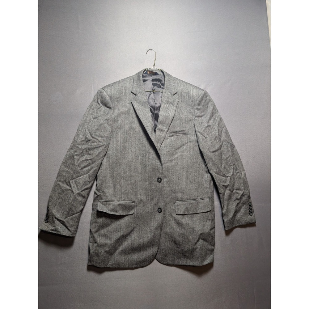 Joseph & Feiss Blazer Jacket Men's 44L Gray Herringbone Single Breasted Business
